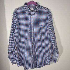 Brooks Brothers Mutlicolor (Blue, Peach, Mint) Plaid Button Up Shirt Size Large